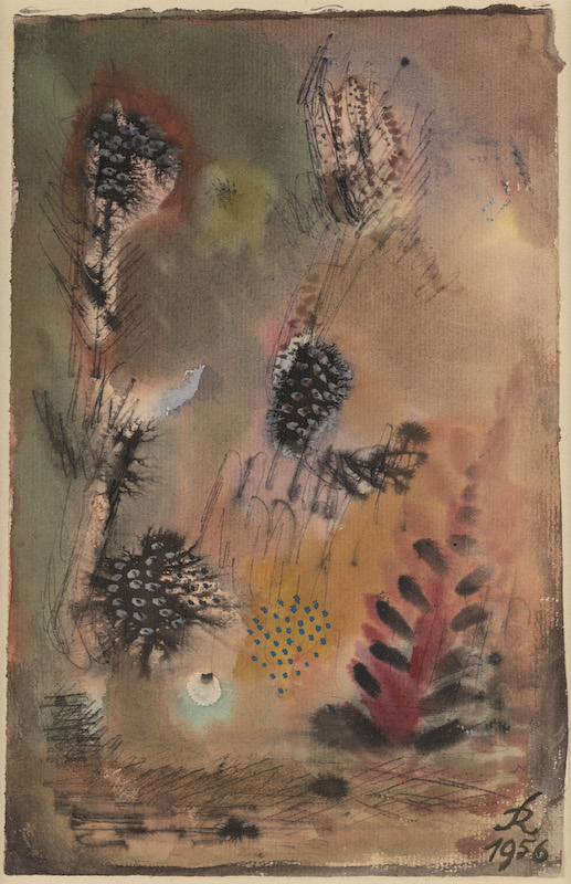 Hans Reichel. Lumières intérieures : Hans REICHEL Pflanzlich. 1956. Aquarelle. 28 x 18,5 cm